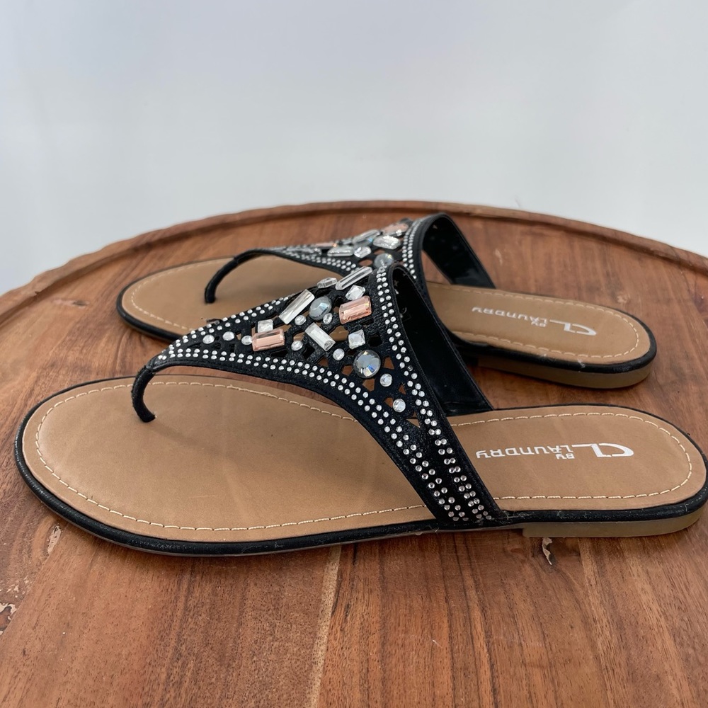 CL Laundry Beaded Sandals black silver, size 8.5 - Picture 2 of 7